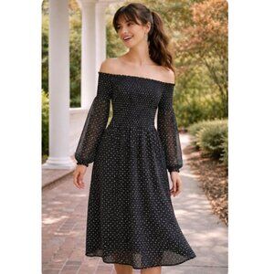 Aritzia Wilfred Margaret Chiffon Smocked Midi Dress